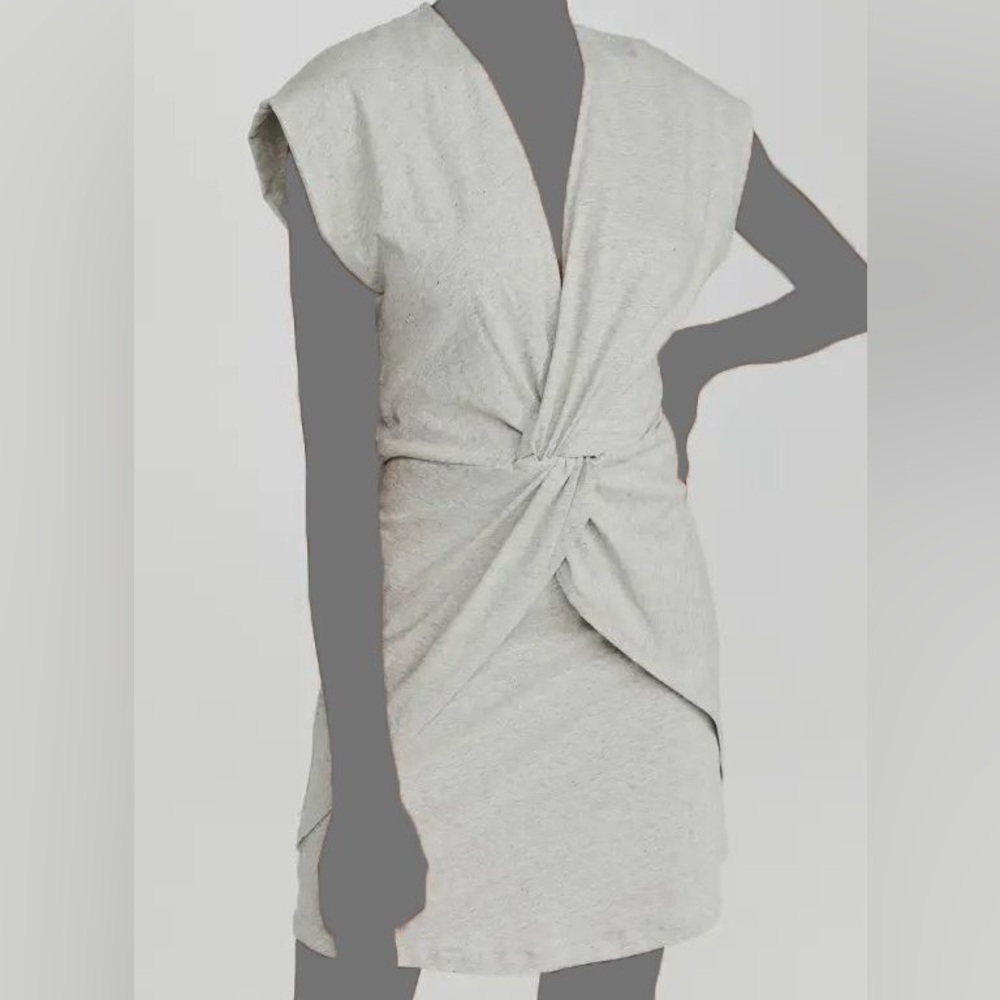 Iro Gray Solid Tizana Sleeveless V-Neck Mini Dress - image 2